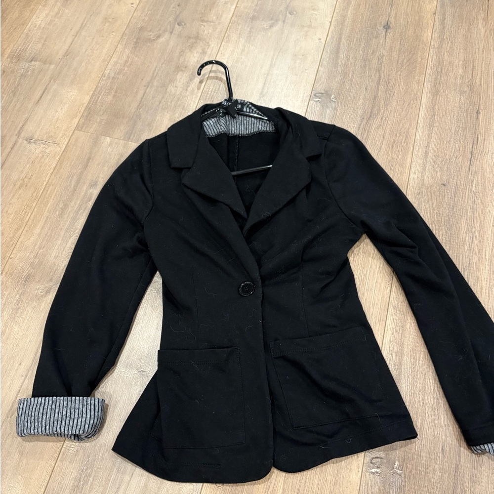 Miss Chievous Black Blazer with Striped Cuffs